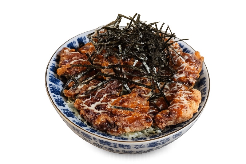 Kara-age Donburi (Fried Chicken Rice Bowl with Sweet Sauce and Mayonnaise)